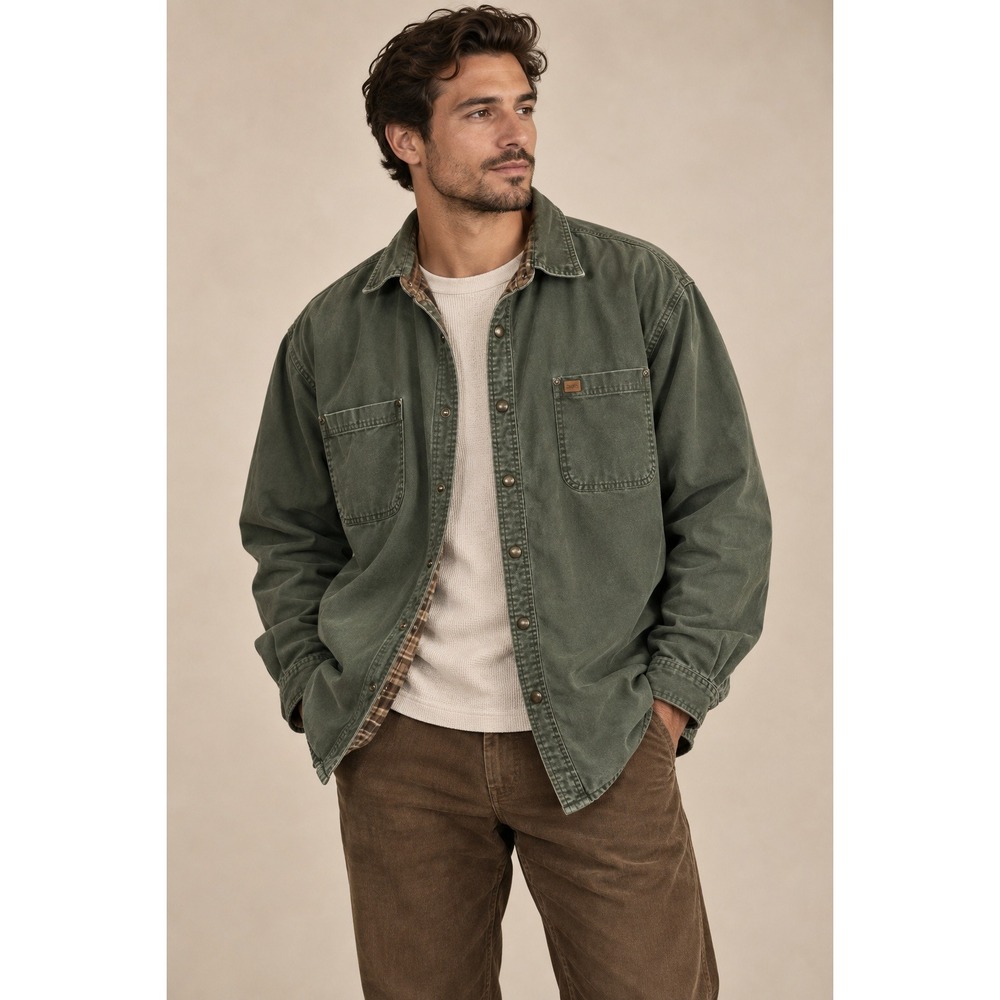 Carhartt Mens S96MOS Canvas Flannel Lined Shirt Jacket Moss Green 2XL Regular